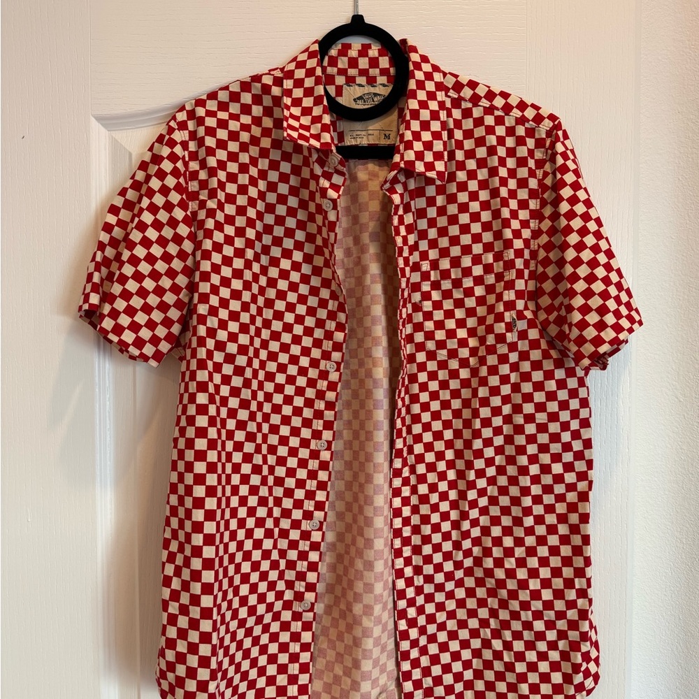 Vans Red and White Casual Button Down Shirt